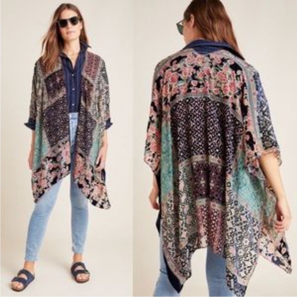ANTHROPOLOGIE Frida Akemi + Kin Burnout Velvet Kimono
